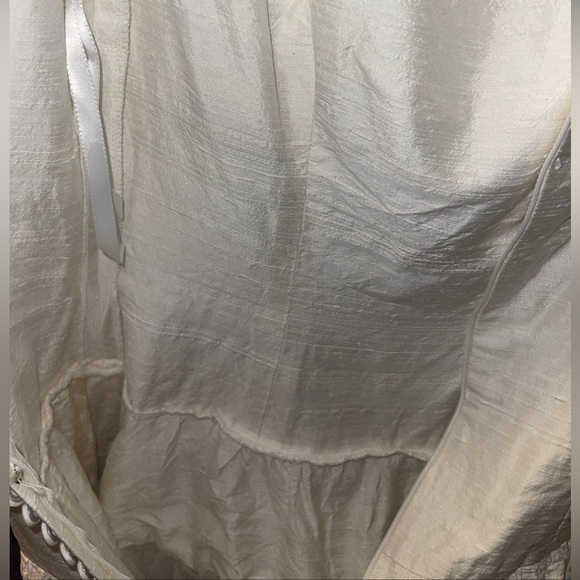 VTG CHRISTIAN DIOR Silk Wedding Dress W/ Gathered Sleeves + Button Back 26”W - Picture 12 of 13